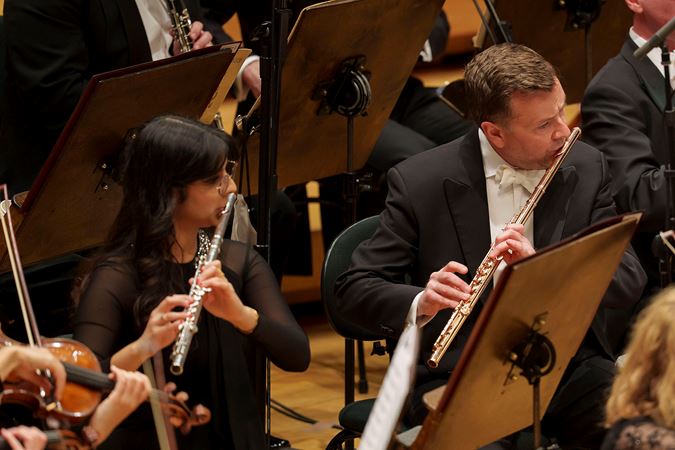 Closeup action shots of the CSO flutes