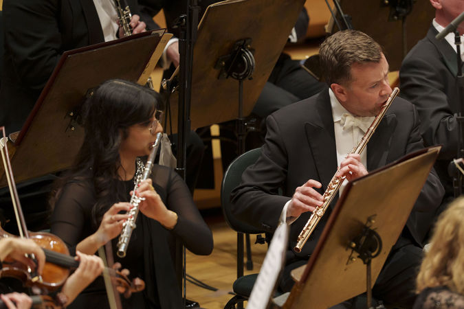 Closeup action shots of the CSO flutes