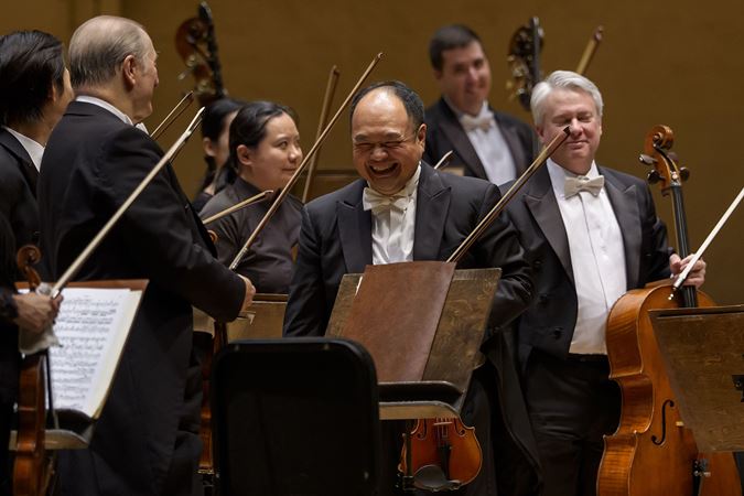 CSO Concertmaster Robert Chen smiles after a successful performance
