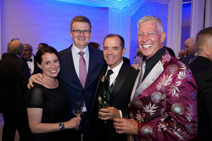 Group shot of CSO principal horn Mark Almond and his wife with CSO cello Brant Taylor and friend