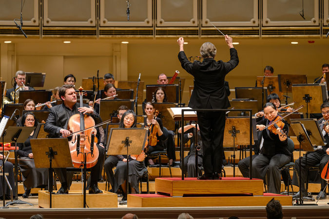 guest cellist Gabriel Cabezas performs Lost Coast while Esa-Pekka Salonen conducts the orchestra