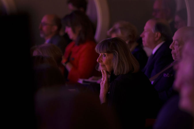 Closeup of an audience member sitting in a Box