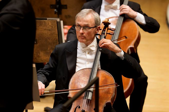 Closeup Shot Of CSO Principal Cello John Sharp Performing On Stage