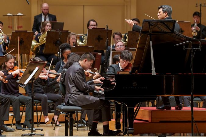 2025 Young Artists Competition finalist Tong-Bai Deng performing on stage