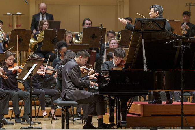 2025 Young Artists Competition finalist Tong-Bai Deng performing on stage