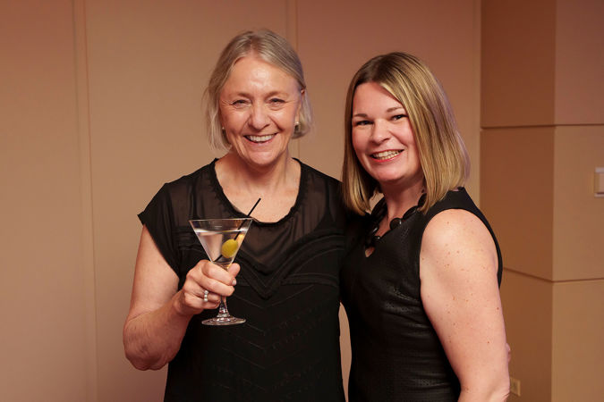 two women smiling