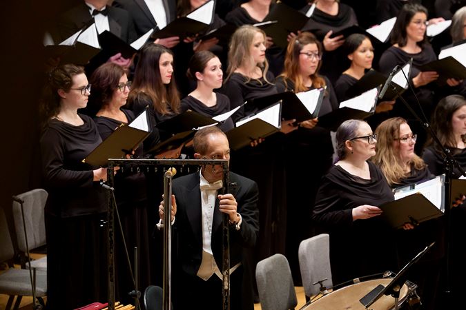 Closeup Shot Of CSO Principal Timpani David Herbert On Stage