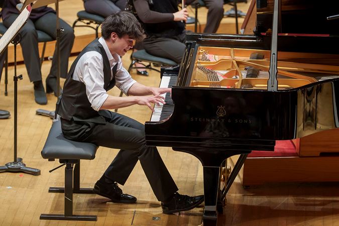 2025 Young Artists Competition finalist Joseph Gallwas performing on stage