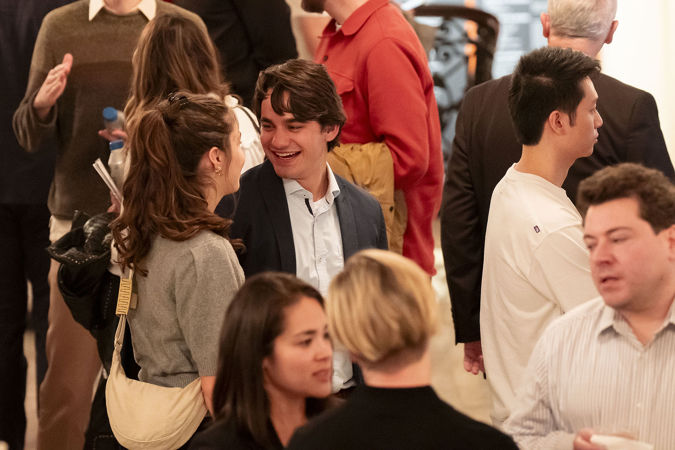 audience members in lobby