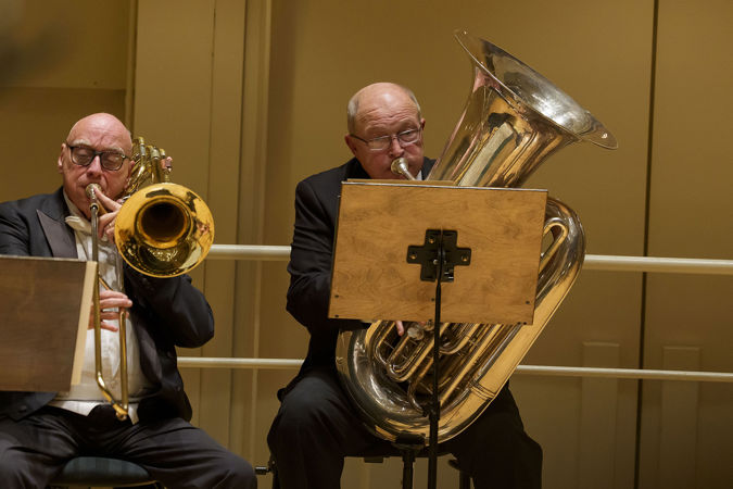 CSO trombone Charles Vernon and principal tuba Gene Pokorny perform