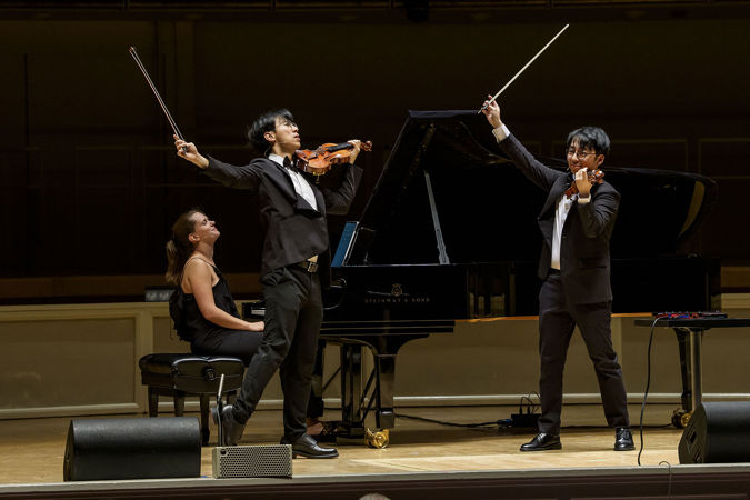 Sophie, Eddy and Brett perform their final note with a flourish