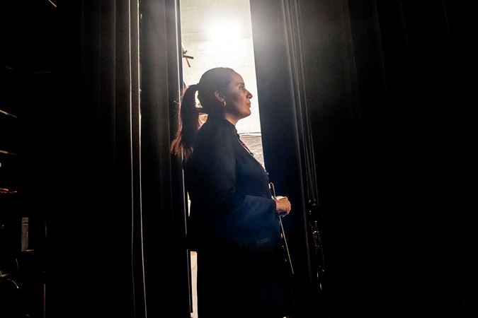 González-Granados looks out from backstage before walking on