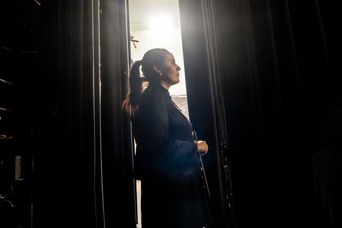 González-Granados looks out from backstage before walking on