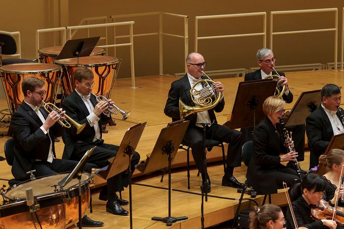 the brass section performs in Haydn's London Symphony