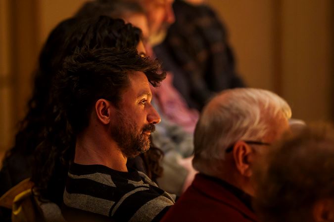 Closeup of an audience member