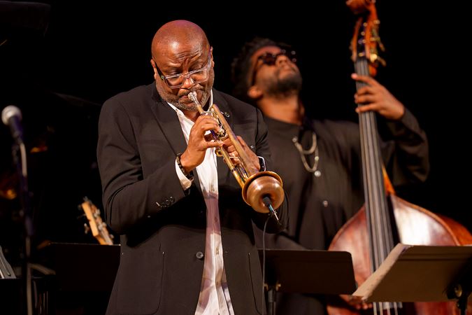 trumpeter Sean Jones performs with the Unlimited Miles ensemble