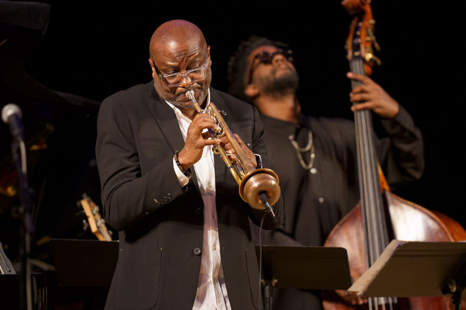trumpeter Sean Jones performs with the Unlimited Miles ensemble