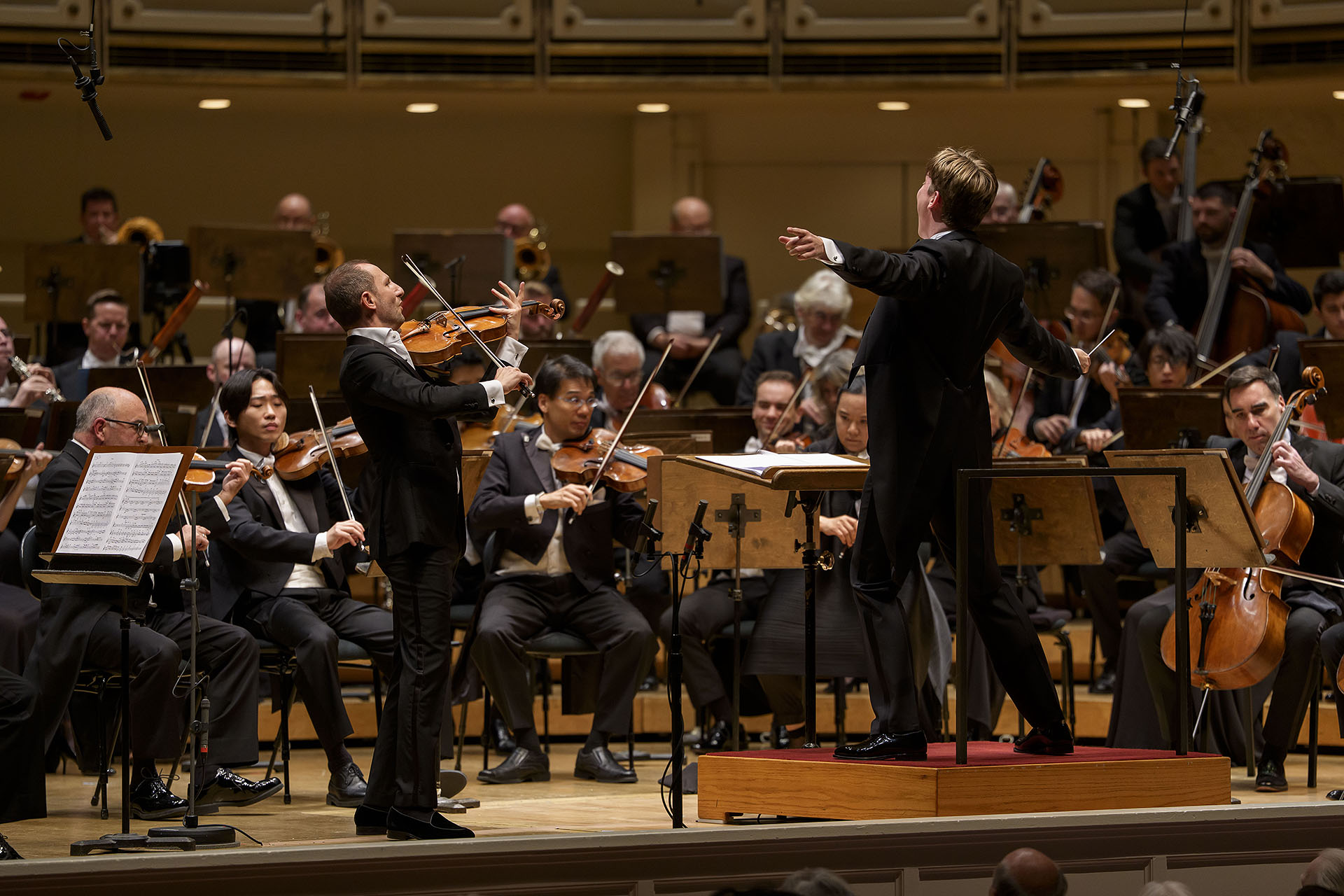 Antoine Tamestit and Klaus Mäkelä give a final flourish as the concert's first half come to a close