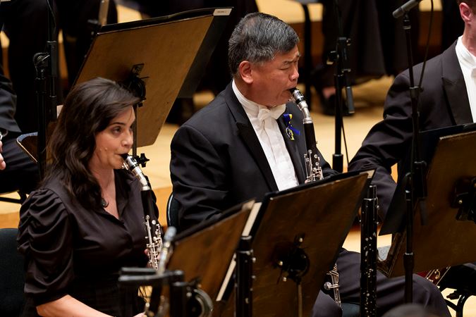 Closeup Action Shot Of CSO Assistant Clarinet And E Flat Clarinet John Bruce Yeh On Stage