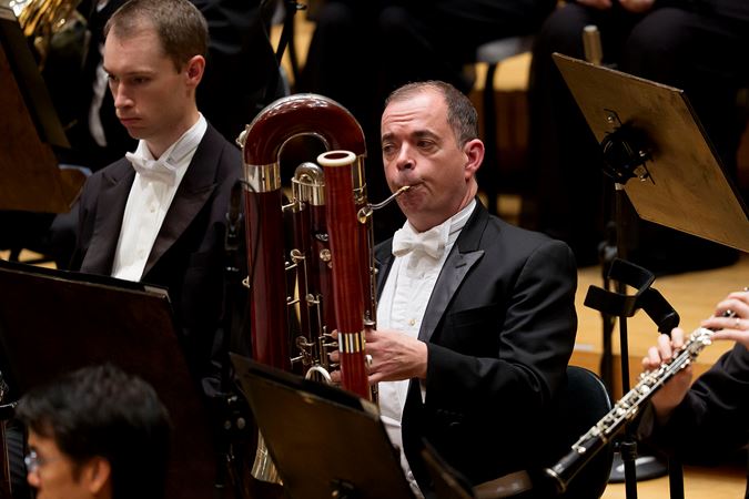 Closeup Action Shot Of CSO Assistant Principal Bassoon On Stage