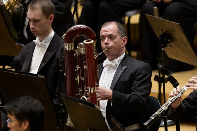 Closeup Action Shot Of CSO Assistant Principal Bassoon William Buchman On Stage