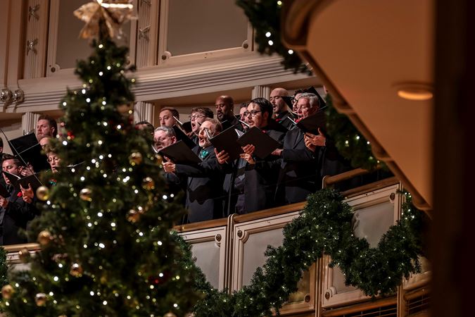 A closeup of the Chicago Symphony Chorus