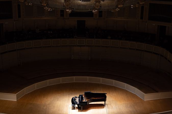 point of view from the balcony of Behzod Abduraimov performing in spotlight