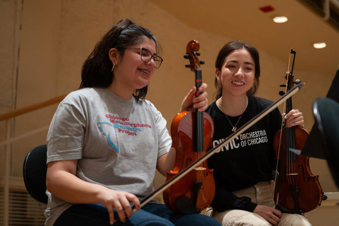 two violins speaking
