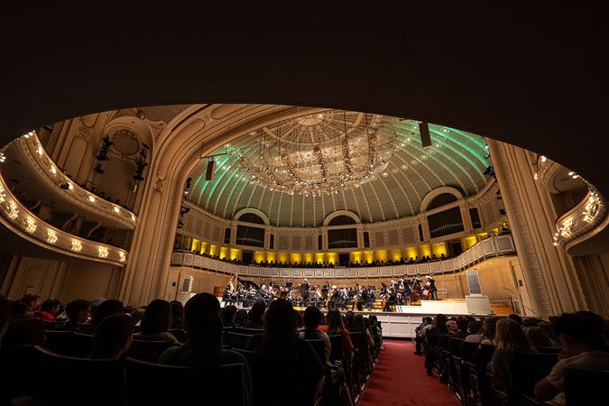 main floor shot of orchestra